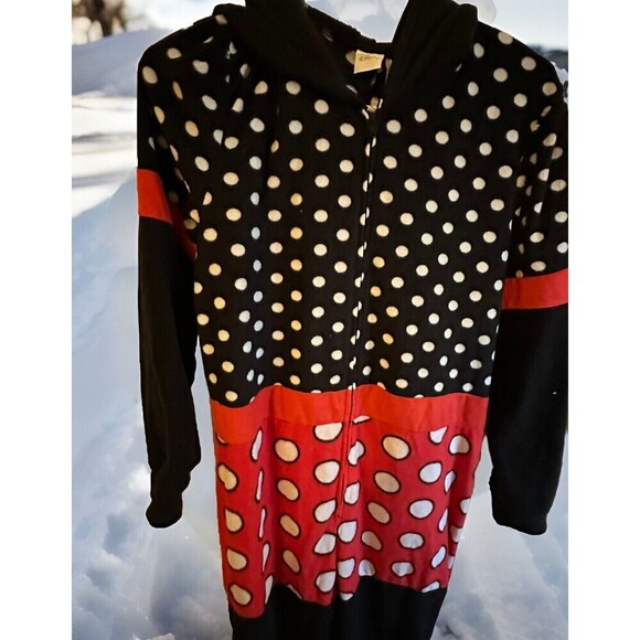 One Piece DISNEY MINNIE MOUSE Pajamas PJs Sleepwear w/Hood Size Medium (10-12) - Picture 2 of 4